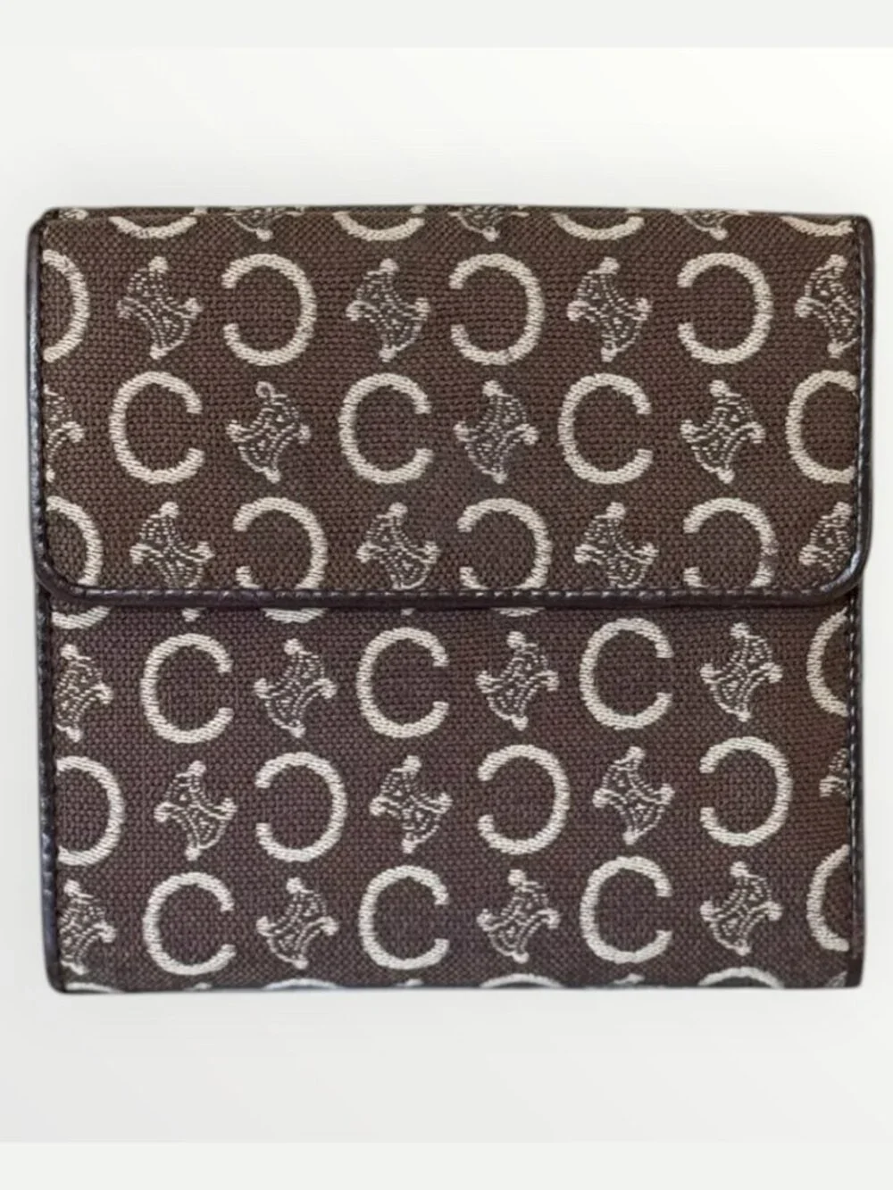 Celine C-Macadam Brown Monogram Trifold Wallet Vintage
